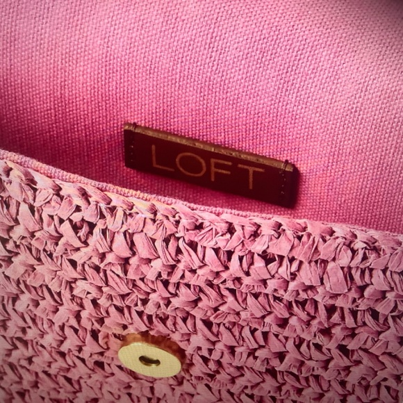 Loft Women's Raffia Hot Pink Clutch Purse - Picture 2 of 6